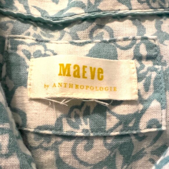 Anthropologie Maeve The Irene Linen Shirt Dress Size X-Large Green White Pocket - Picture 12 of 13